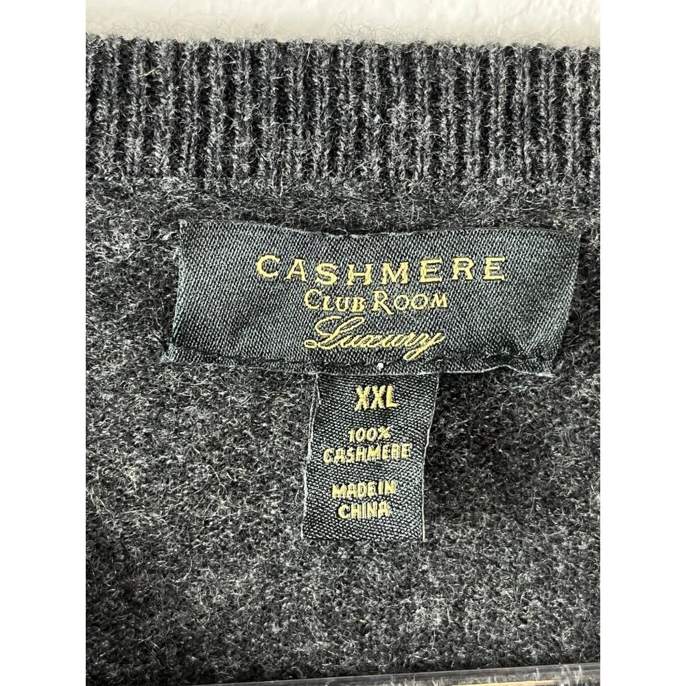 Club Room Luxury Cashmere Crewneck Sweater Charcoal Gray Mens XXL *FLAWED READ* - Picture 5 of 9